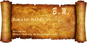 Babits Milán névjegykártya