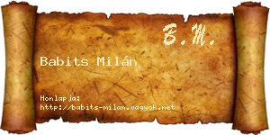 Babits Milán névjegykártya